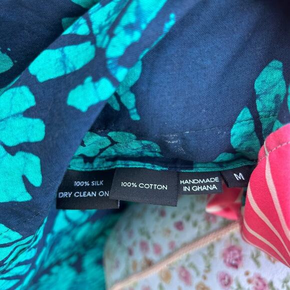 Studio 189 x Okay Africa Pink Blue Green Kimono Open Cardigan Silk Cotton Medium - Picture 8 of 8